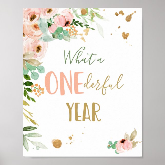 Onederful Year Miss Onederful Girl Birthday Sign (Front)