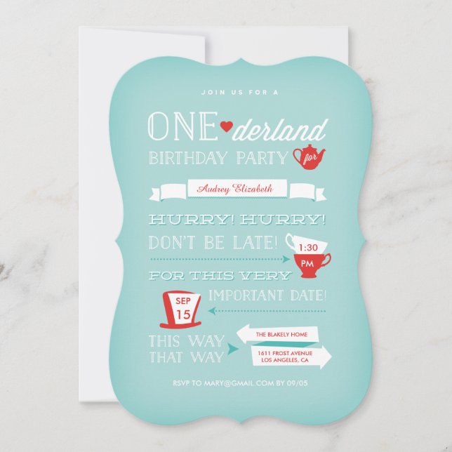 Onederland Birthday Invitation (Front)