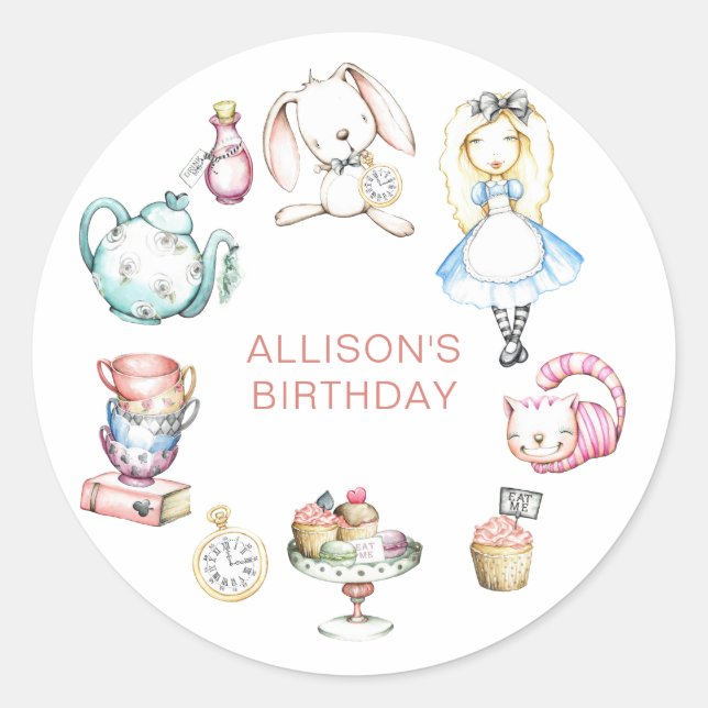 Onederland First Birthday Party  Classic Round Sticker (Front)