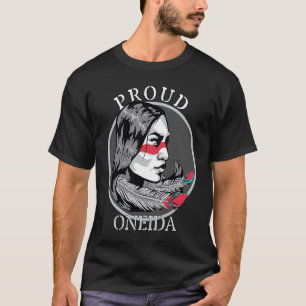 Oneida American Indian Tribe Warrior Girl Feathers T-Shirt