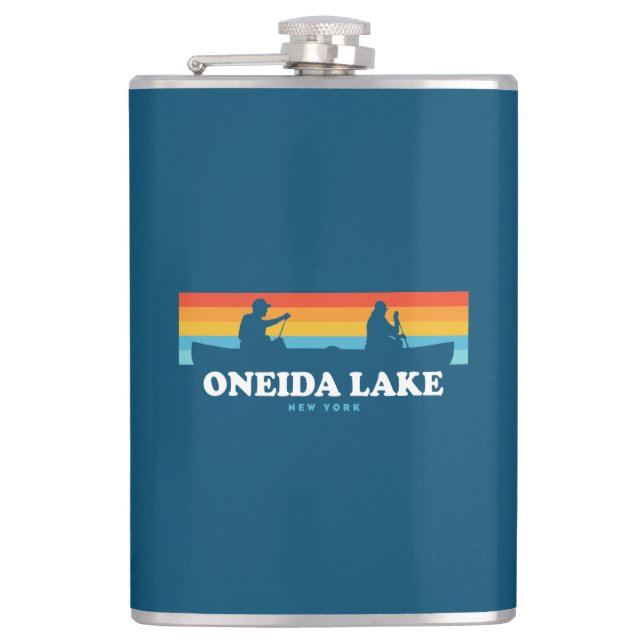 Oneida Lake New York Canoe Hip Flask (Front)