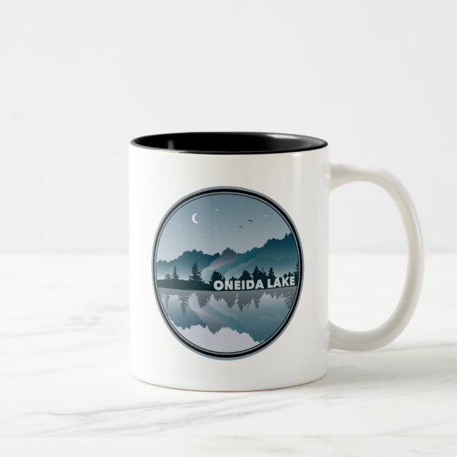 Oneida Lake New York Reflection Two-Tone Coffee Mug (Right)