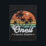 Oneil Surname Funny Retro 90s Birthday Beach Famil Fleece Blanket<br><div class="desc">Oneil Surname Funny Retro 90s Birthday Beach Family Vacation</div>