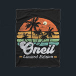 Oneil Surname Funny Retro 90s Birthday Beach Famil Fleece Blanket<br><div class="desc">Oneil Surname Funny Retro 90s Birthday Beach Family Vacation</div>