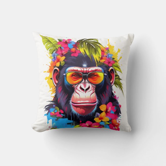 “Oneness With The Universe” Ape Throw Pillow (Front)
