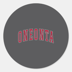 Oneonta New York Souvenir College Style Red Text T Classic Round Sticker