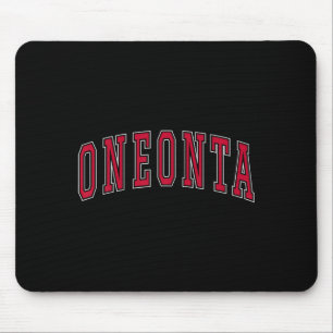 Oneonta New York Souvenir College Style Red Text T Mouse Pad