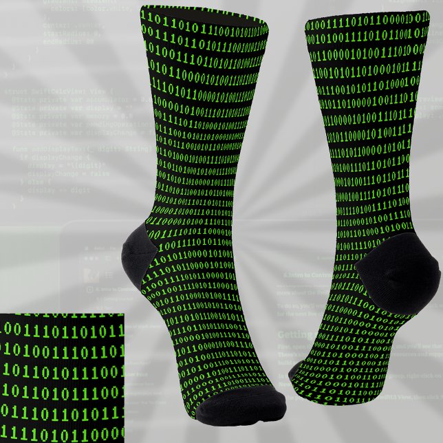 Ones and Zeroes Coding Green on Black Programmers Socks (Creator Uploaded)