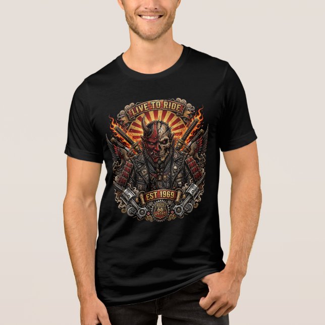 Oni Biker Samurai , Live to Ride Samurai Oni Tri-Blend Shirt (Front)
