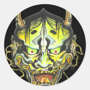 Oni Devil Design Classic Round Sticker