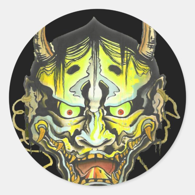 Oni Devil Design Classic Round Sticker (Front)