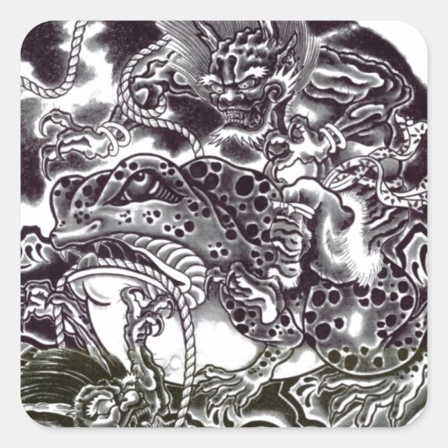 Oni Devils and Toad Square Sticker (Front)