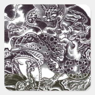 Oni Devils and Toad Square Sticker