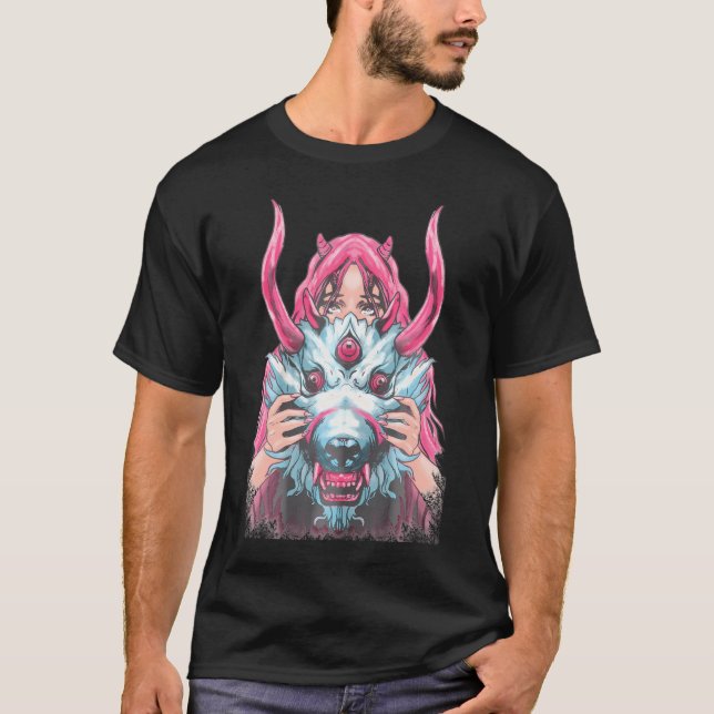 Oni Girl Demon Japanese Anime Girl         T-Shirt (Front)
