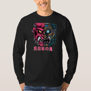 Oni Japanese Demon Mask Cyborg Devil Japan Folklor T-Shirt