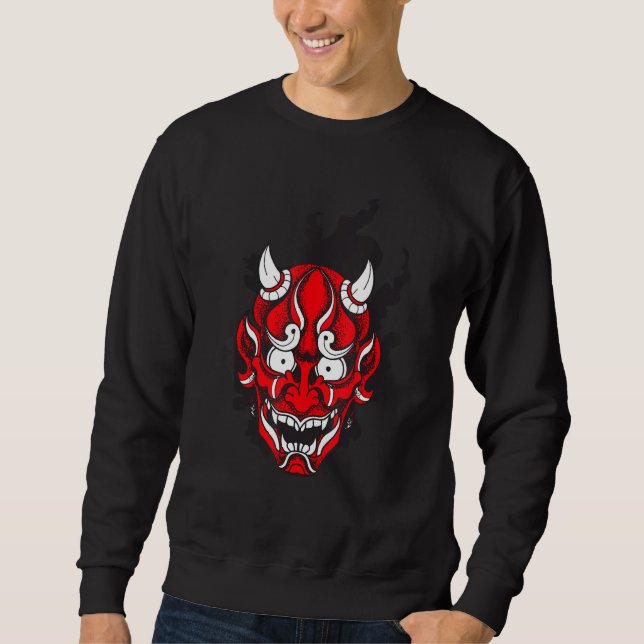 Oni Japanese Demon Mask Design Sweatshirt (Front)