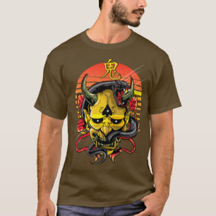 Oni Japanese Yellow Demon Mask Premium 901 T-Shirt