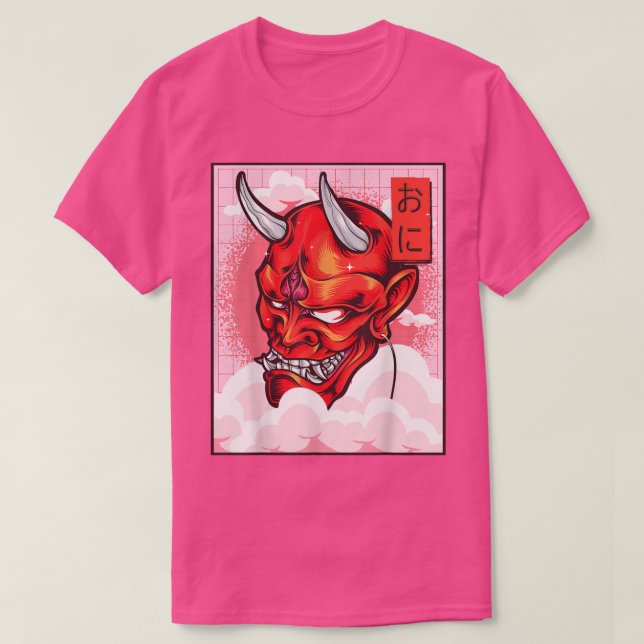 Oni Mask Demon Mask Yokai Kawaii Japanese Aestheti T-Shirt (Design Front)