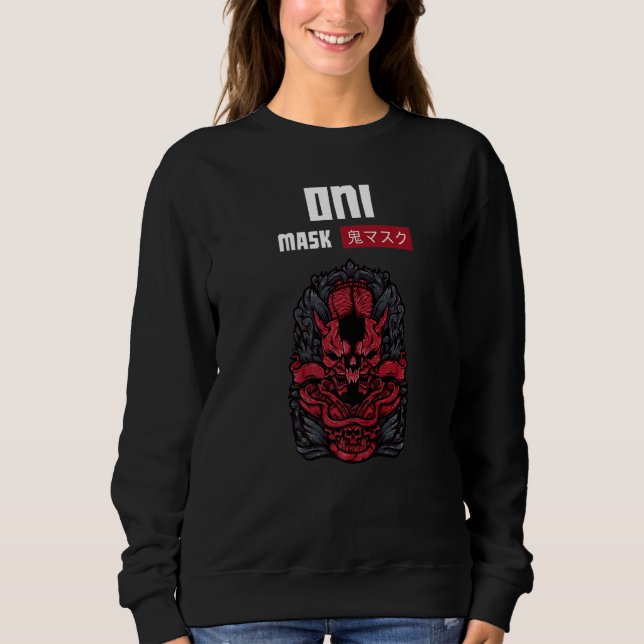 Oni Mask Japanese Demon Face Devil Ronin Sweatshirt (Front)