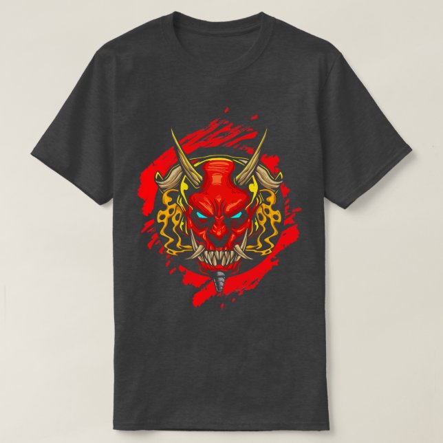 Oni Mask Japanese Demon Oni T-Shirt (Design Front)