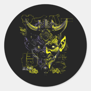 Oni Mask Japanese Mythology Cute Ghost Halloween S Classic Round Sticker