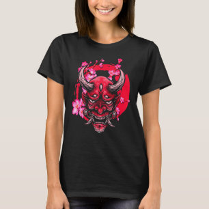 Oni Mask Sakura Flowers Aesthetic Style Japan Vapo T-Shirt