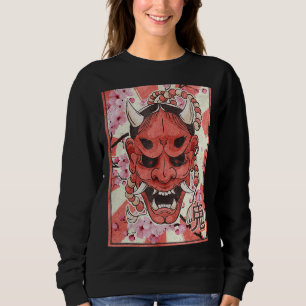 Oni Mask Yokai Demon Mask Japanese Aesthetic Retro Sweatshirt