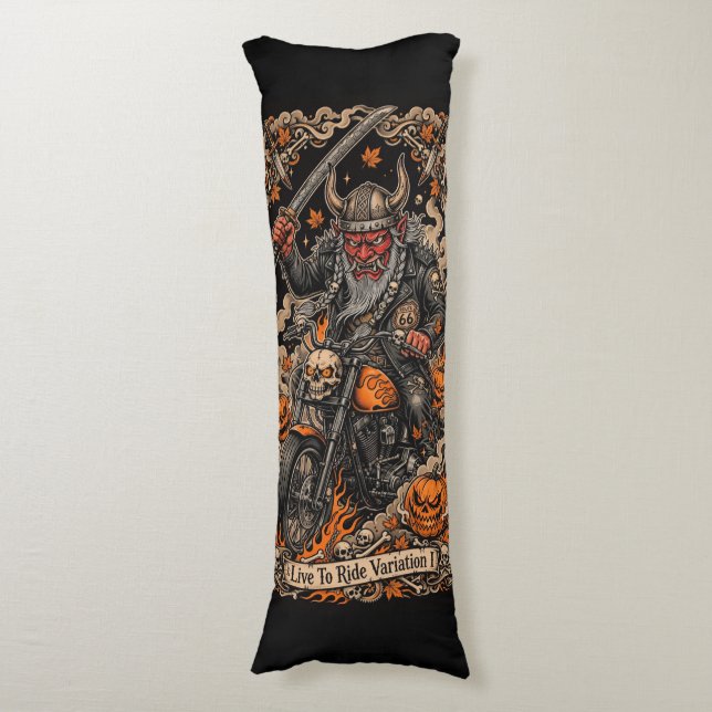 Oni Samurai Biker Halloween  Body Cushion (Front Vertical)