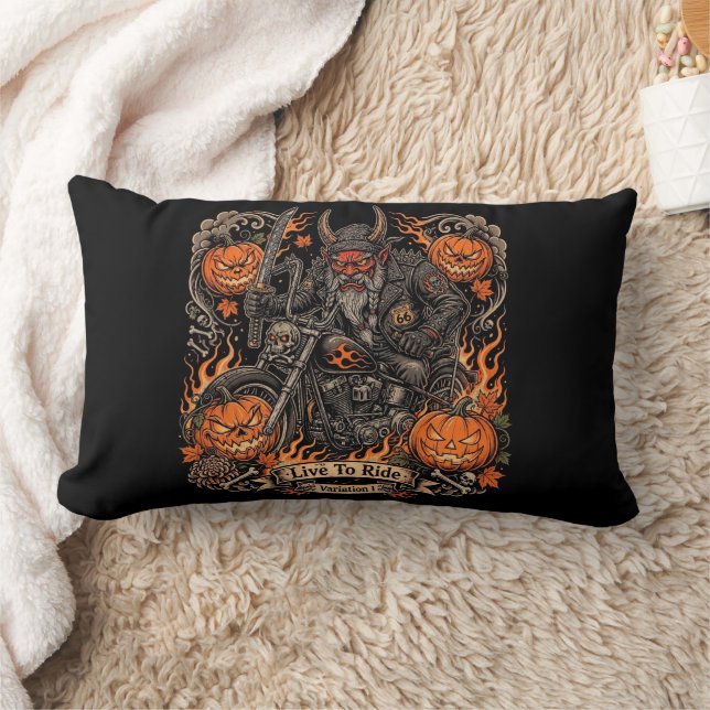 Oni Samurai Biker Halloween  Lumbar Cushion (Blanket)