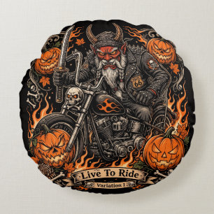 Oni Samurai Biker Halloween Pillow - Live To Ride