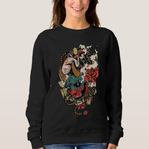 Oni Yokai Mask Angry Demon Japanese Mythology Cult Sweatshirt