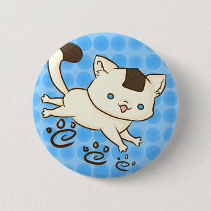 Onigiri Cat Frolic Button (Blue)