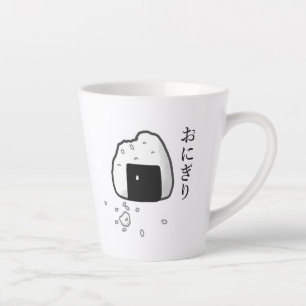 onigiri rice ball in japanese hiragana latte mug