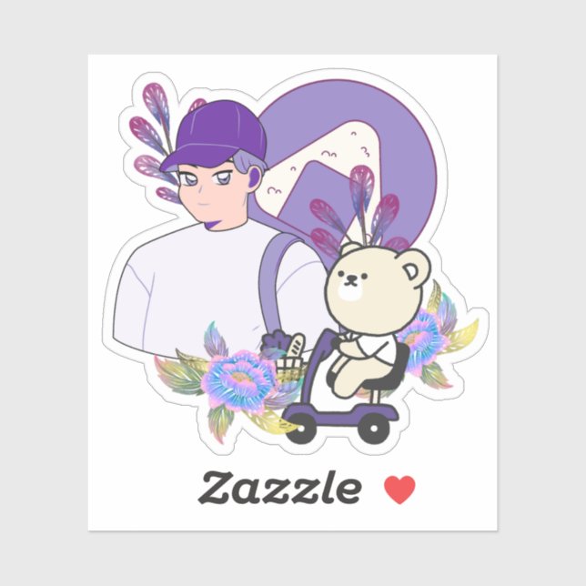 Onigiri Snack & Bear on Mobility Scooter (Sheet)