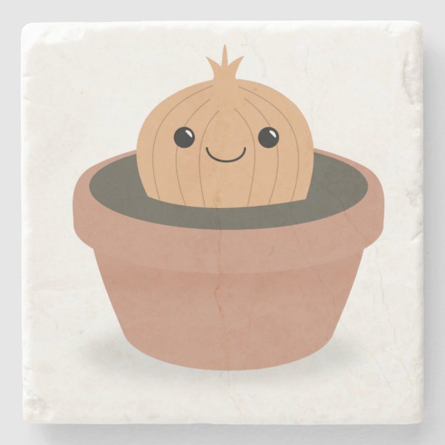 Onion Character Stone Coaster (Front)