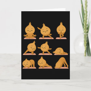 Onion Doing Yoga Vegan Kawaii Zen Meditation Card