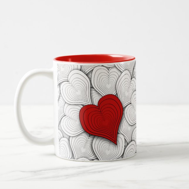 Onion Hearts Pattern Two-Tone Coffee Mug (Left)