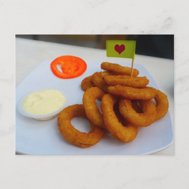 Onion Rings with Mayonnaise and Tomato Postcard (Front)