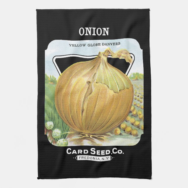 Onion Seed Packet Label Tea Towel (Vertical)