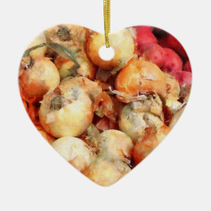 Onions Closeup Ceramic Tree Decoration