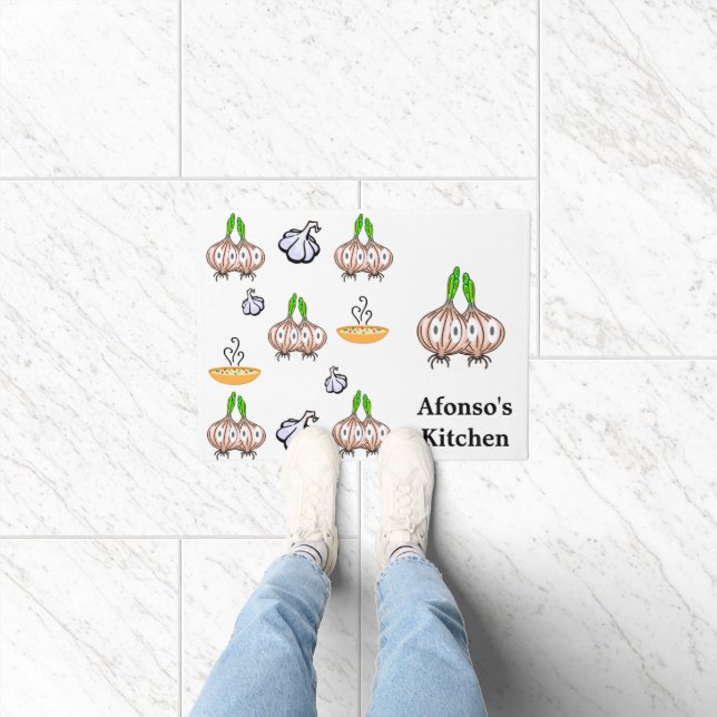 Onions Garlic Food Kitchen Cook, Mushroom Door Mat (Indoor)