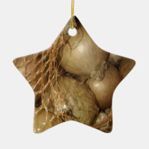 Onions In Net, Food Vegetables, Spicy Cooking Ceramic Tree Decoration