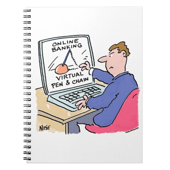 Online Banking Humour Funny Bank Customer Cartoon Notebook (Front)