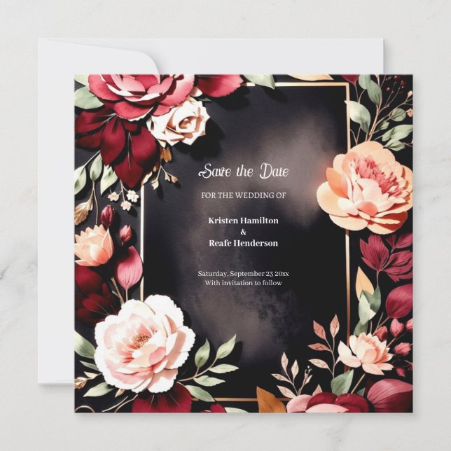 Online Burgundy Trend Save The Date (Front)