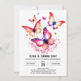 Online Custom Butterfly Girl Birthday Invitation