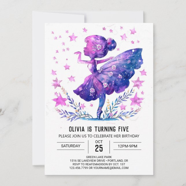 Online Dancer Ballerina Birthday Invitation (Front)