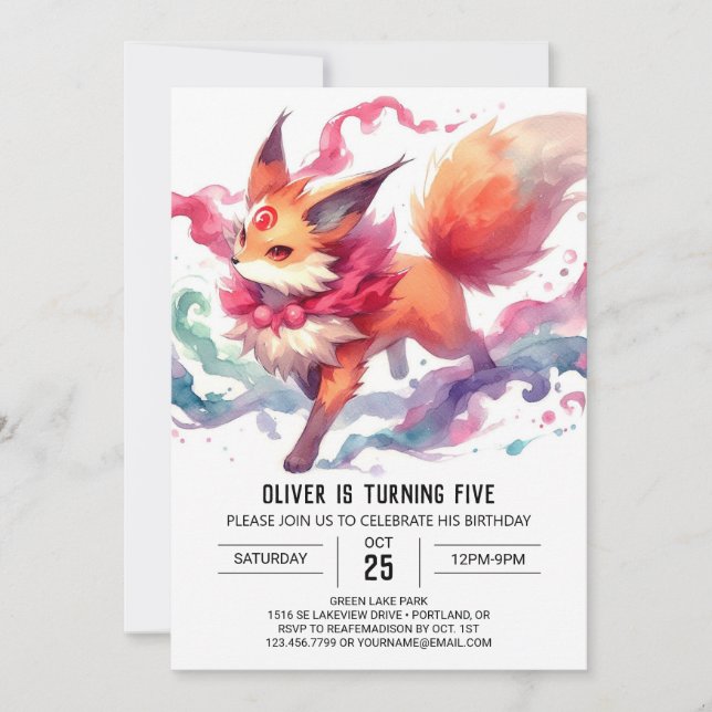 Online Elegant Fox Birthday  Invitation (Front)