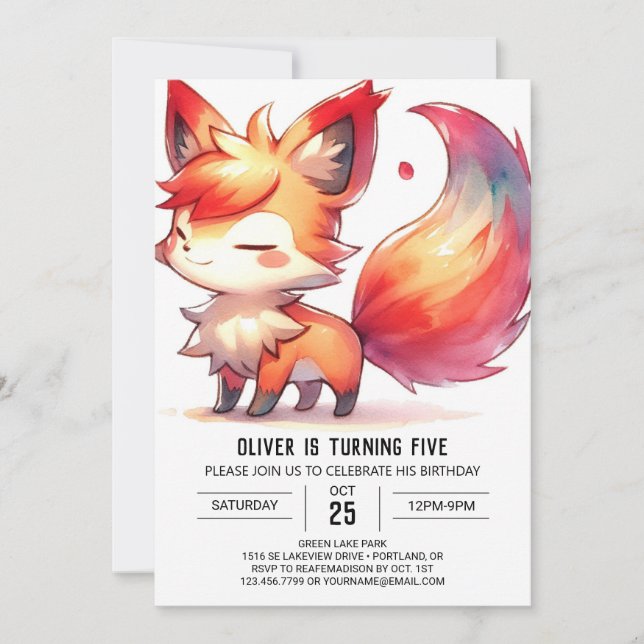  Online Enchanted Fox Birthday Invitation (Front)