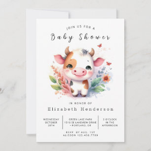 Online Enchanted Unique Cow Baby Shower Invitation