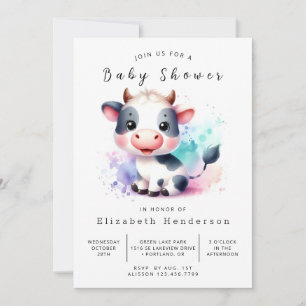  Online Farm Calf Cow Baby Shower Invitation